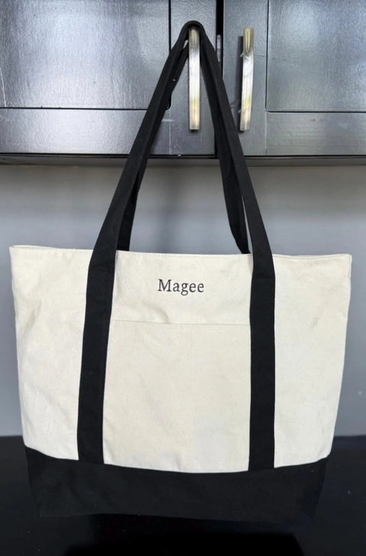 Personalized Zippered Canvas Bag